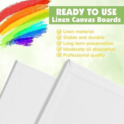 ESRICH Professional Linen Canvas for Painting, 5 Pack Linen Canvas Panels 8x10 Primed Acid Free Blank Canvas Boards for Painting for Artists, Painters