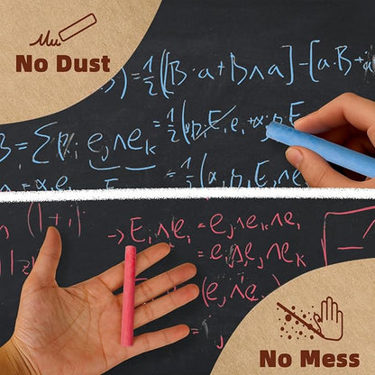 Dustless Colored Chalk 100PCS, 10 Colors Non-Toxic Classroom Chalks for Teachers & Students, School Chalkboard Supplies