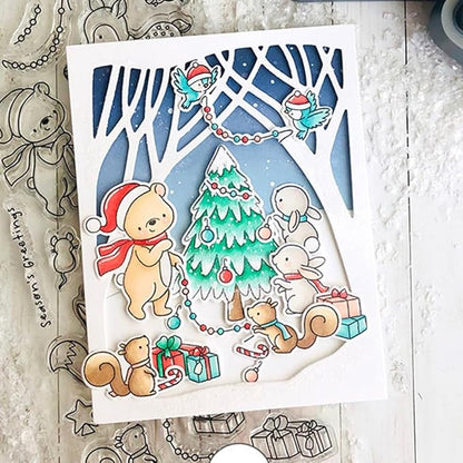 Cutting Dies Metal Stencils Scrapbooking Tools Flowers Lace Frame DIY Embossing Template for Paper Card Making Album Arts Crafts Supplies (Snowman Jungle Frame-11.1x14.2cm)