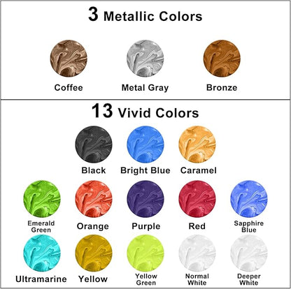FansArriche Alcohol Inks for Resin, 16 Colors High Concentrated Alcohol Ink Set for Epoxy Resin, Alcohol-Based Resin Ink for Coasters, Fluid Painting Crafts, Tumbler Making, 10 ml Each