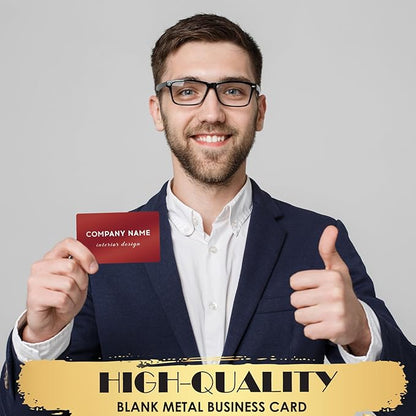 weparmeety 100 Pcs Metal Engraving Blanks Aluminum Sheet Laser Engraving Business Card Multipurpose Engraving DIY Gift Cards 86 x 54 x 0.21 mm (Red)