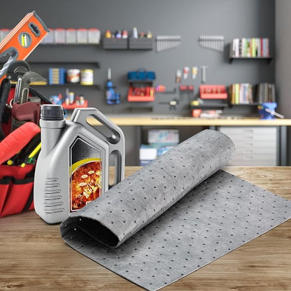15" x 20" Heavyweight Oil and Water Absorbing Pads,Gray Absorbing Heavy Weight Oil and Water Absorbent Mat Pad 30Pads(Gray)
