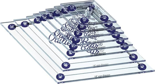 The Quilted Bear Diamond Quilting Templates – 8 Clear Non-Slip Acrylic Quilt Templates for Precise Fabric Cutting & Stress-Free Machine Quilting - Ideal for Quilt & Sewing Supplies (¾–3")