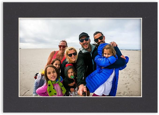 6x8 Mat for 8x10 Frame - Precut Mat Board Acid-Free Black 6x8 Photo Matte Made to Fit a 8x10 Picture Frame, Premium Matboard for Family Photos, Show Kits, Art, Picture Framing, Pack of 25 Mats