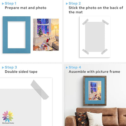 Mat Board Center, 12X16 Mix Color Mats for 8X12 Pictures - Acid Free, 4-Ply Thickness, White Core, Bevel Cut - for Artworks, Photos, Framing - Pack of 12