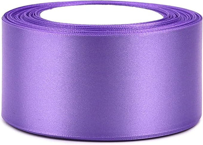 Light Purple Solid Satin Ribbon 2 Inch 25 Yards Solid Polyester Fabric Ribbon for Gift Wrapping Wedding Christmas Baby Shower Birthday Party Decoration Handmade Immortal Flower Craft