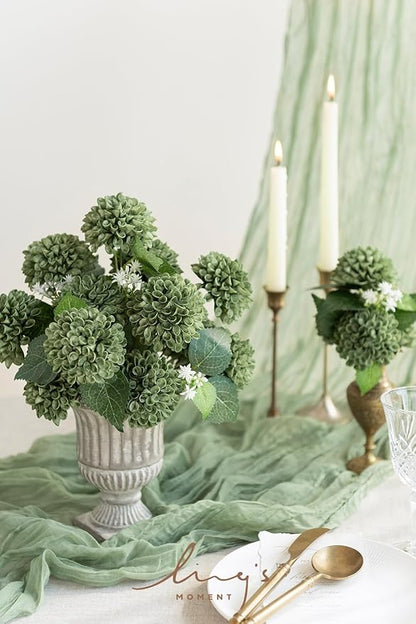 Ling's Moment Elf Green Dahlia Foam Artificial Flowers Real Touch Faux Fake Flower For Home Decor Graduation Baby Shower Decorations Outdoors Party Favors Wedding Gifts Centerpieces Arrangements 25pcs