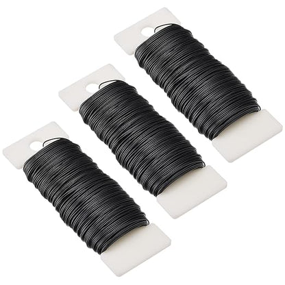 Hapeper 22 Gauge Floral Flexible Paddle Wire for Christmas Wreath Tree, Flower Arrangements, 3 Pack 114 Yards (Black)