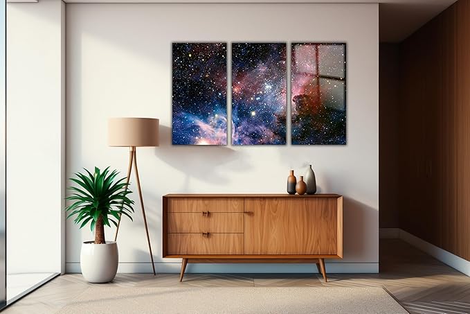 SpiritualHands Stunning Nebula Tempered Glass Wall Art Painting for Living Room, Tempered Glass Modern Prints Decor, Large Vivid Color Panel for Bedroom, Kitchen, or Office