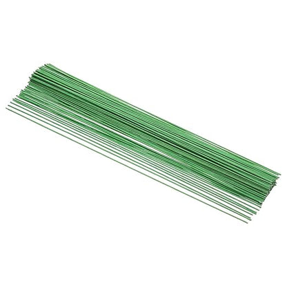 PATIKIL 16 Gauge 16" Floral Stem Wire, 100 Pcs Paper Wrapped Iron Artificial Flower Stem Accessories for DIY Bouquet Stem and Craft Decoration, Light Green