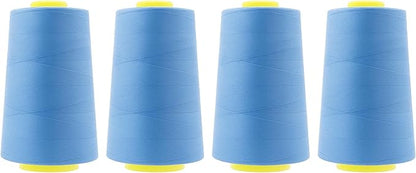 Mandala Crafts 4 Pack of Serger Threads Cones Spools - 40S/2 24000 Yards Polyester Dusty Blue Threads for Sergers Machine and Overlock Quilting Sewing Machine