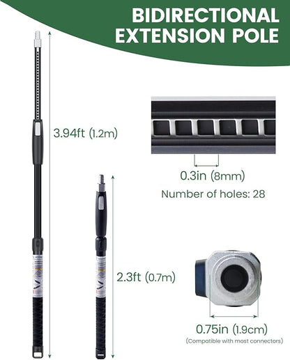 VOOMEY 2.3-4 ft (0.7-1.2m) Dual Extending 28 Point Adjustable Extension Pole for Paint Roller Frames | Heavy-Duty Telescopic Extension Pole | Multi-Purpose Tool for Dusting, Painting & Mores