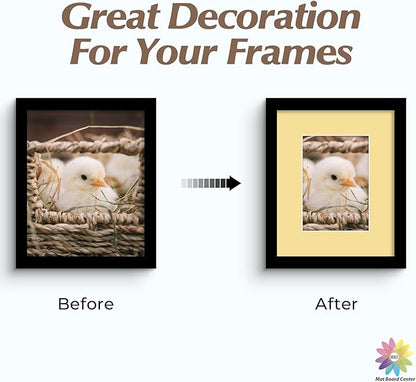 Mat Board Center, Pack of 25, 8x10 for 5x7 Mixed Color Mats - Acid Free, 4-ply Thickness, White Core - for Pictures, Photos, Framing