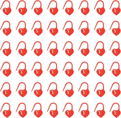 uxcell 200pcs Stitch Markers for Crocheting, Heart Shaped Crochet Marker Needle Clip Counter for Knitting Clothing Tag DIY Craft,Red