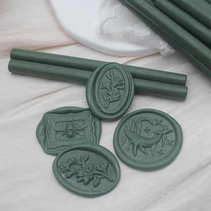 52pcs Olive Green Wax Sealing Sticks, Andotopee Glue Gun Wax Seal Sticks for Wax Seal Stamp, Premium Sealing Wax for Envelope Seal Wedding Invitation Craft Adhesive, Great Gift Ideas (Mini Size)