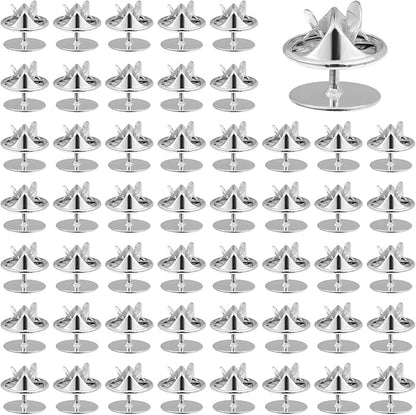 50 Pairs Silver Metal Pin Backs, Butterfly Tie Tacks Blank Pin Keepers Enamel Pin Locking Backs for Clothes Brooch Uniform Badges Lapel Hat Tie Tack Craft Making Jewelry Making