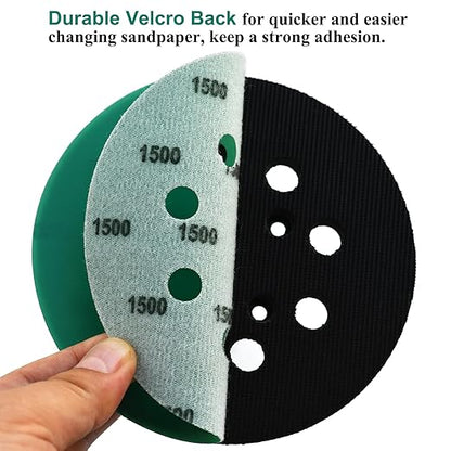 5-Inch 8-Hole Wet Dry Sanding Discs 1500 Grit, Polyester Film Backed Heavy-Duty Hook and Loop Sandpaper for Random Orbital Sander, 50-Pack