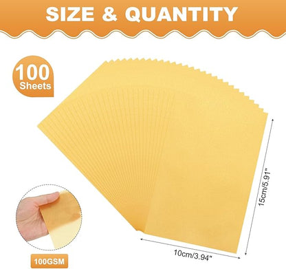 MECCANIXITY 100 Sheet Colored Vellum Paper 4" x 6", 100gsm Translucent Printable Vellum Sheets for Printing Wedding Invitations Inkjet Laser Printer, Bright Gold