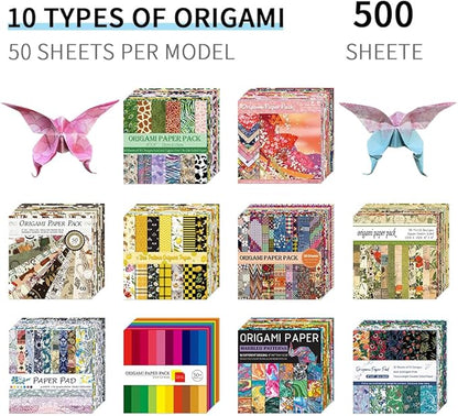 Mifuner 10 Pack/Sets Origami Paper Kit Double Sided 6 Inch Japanese Chiyo Square Easy Fold Arts Crafts Beginner DIY Handwork Origami Papers
