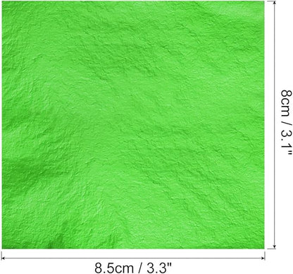 MECCANIXITY Gold Leaf Foil Sheet, Green Leaf Papers, 3.3 x 3.1inch for Art Decoration, Sculptures, Painting, Pack of 100