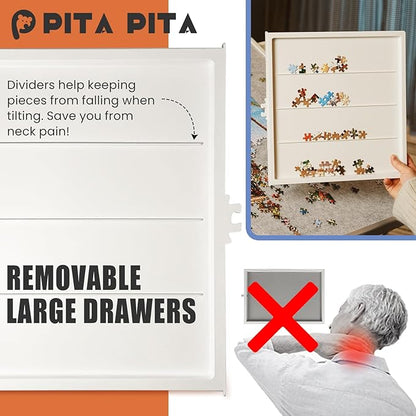1500 Pieces Rotating Puzzle Board with Drawers and Cover, Dual-Sided Portable Jigsaw Puzzle Table,Tilt&Lazy Susan,Gift for mom Adults (Gray, 1500-piece)
