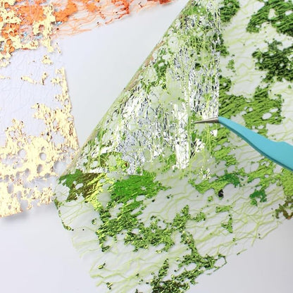 A5 Size Colorful Foil Textured Fabric Art Paper Scrapbooking Decorative, 10 Sheets Sparkle Metallic Lace Mesh for Crafts, Junk Journaling Supplies, Card Making, Collage