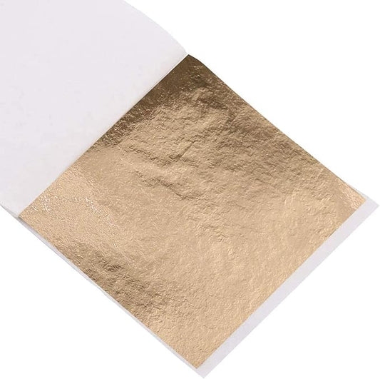 KINNO Gold Leaf Sheets - Champagne Gold Foil Paper 500 Sheets for Picture Frames, Sculpture, Handcrafts, Furniture, Arts Decoration, Gilding, Nails, Paintings, 3.15 by 3.35 Inches
