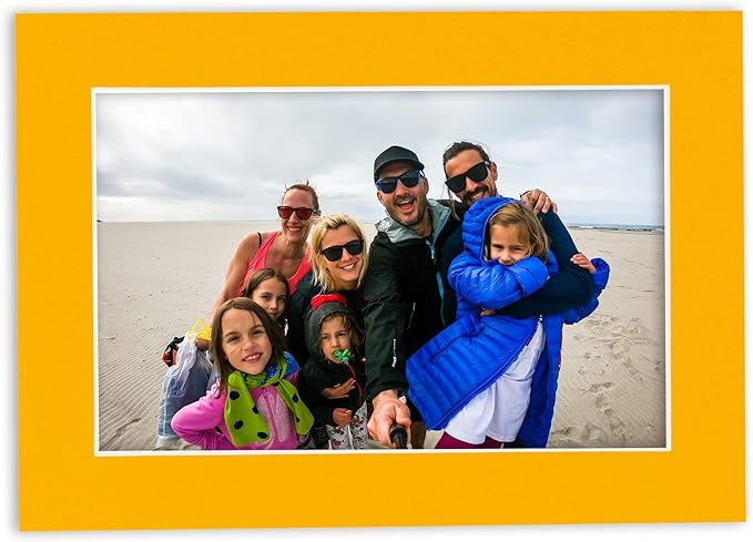 Pack of TEN 8x10 Mats Bevel Cut for 6x8 Photos - Acid Free Golden Orange Precut Matboards For Pictures, Photos, Framing - 4-ply Thickness