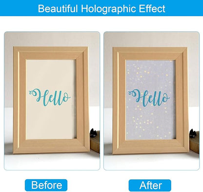 PATIKIL 11.7x8.3" Holographic Sticker Paper, 20Sheets A4 Polypropylene Self-Adhesive Transparent Waterproof Laminate Overlay Film for Photo Cards Scrapbook Decorations, Star