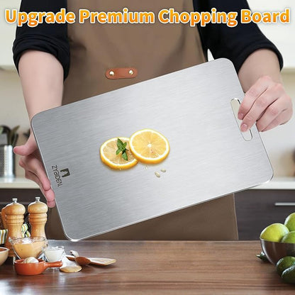 Pure Titanium Cutting Board, Stainless Cutting Boards for Kitchen, Double-Sided Food Grade Chopping for Meat, Vegetable & Fruit (11 * 15IN)