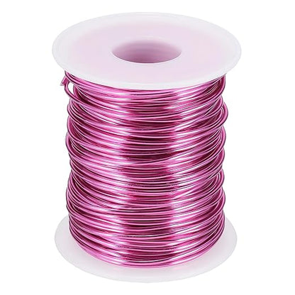uxcell 16 Gauge / 1.5mm Anodized Aluminum Wire for Jewelry Craft Making, 102 Feet Bendable Flexible Wire for DIY Home Decor Gardening Sculpture, Dark Pink