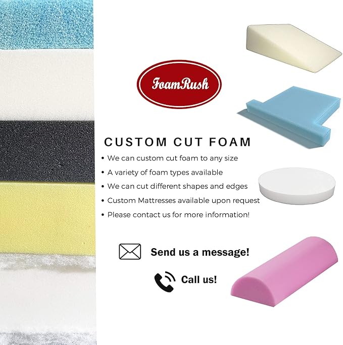 FoamRush 9" x 24" x 24" Water-Resistant Dry Fast Outdoor Upholstery Foam Sheet for Outdoor & Marine Furniture (Chair Cushion Foam for Patio Furniture, Boat Seat Cushion Replacement)