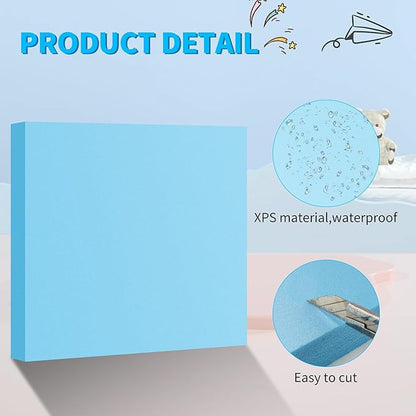 LuckyFoam Blue 4 Pack 12x12x1 inch Foam Sheets 1 Inch Thick Polystyrene Rectangles XPS Foam Board Craft for Insulating DIY Modeling Art Supplies