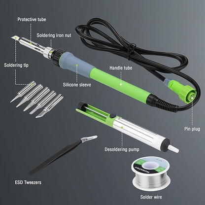 WORKPRO Soldering Station, 60W Soldering Iron Kit with Digital Display and 5 Extra Iron Tips, Precision Temperature Control Solder Station for Electronic Repair, DIY Enthusiasts