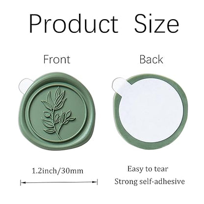 PONATIA Olive Green Wax Seal Stickers - 50 Pcs Self- Adhesive Wedding Envelopes Seal Stickers, Perfect for Invitation, Christmas Cards, Gift Wrapping, Party Menu Décor