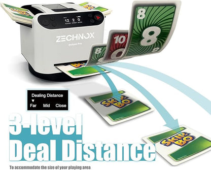 2025 New Smart 2-in-1 Automatic Card Shuffler and Dealer,Programmable Card Dealer,Card Shuffler 2 Deck,360° Rotation,Ultra Quiet,Rechargeable,Support 12 Players,with 4 Wireless Buttons (White&Black)
