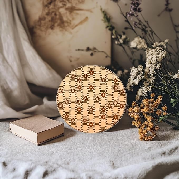 CHGCRAFT Honeycomb Pattern Polymer Clay Texture Sheet Flowers and Hexagonal Silicone Texture Mat for Polymer Clay Making Earrings Jewelry DIY Crafts 5.5 × 5.5 Inch