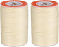 uxcell Round Leather Sewing Waxed Thread, 55m / 60 Yards Polyester Wax String, 0.80mm Wax Stitching Cord for Leather Crafts, Bookbinding, Bracelets Braided, Light Beige, 2pcs