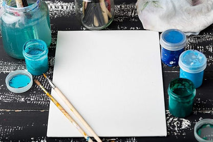 ARTEZA Canvas Boards for Painting, 10 x 10 Inches, Pack of 14, Blank White Square Canvas Panels for Acrylic, Oil and Gouache Painting