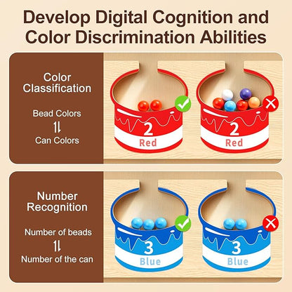 Magnetic Color and Number Maze-Montessori Toys for 3 4 5 Year Old, Educational Wooden Puzzle Board for Preschool Learning, Fine Motor Skills Toy for Toddler, Counting Matching Games for Boys Girls