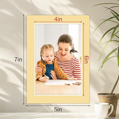 15 Pack 5x7 Picture Mats, Mixed Colors Frame Mattes for 4x6 Pictures Photo Frame Mat Core Bevel Cut Mat Board Show Kit for Photos, Prints, Artworks