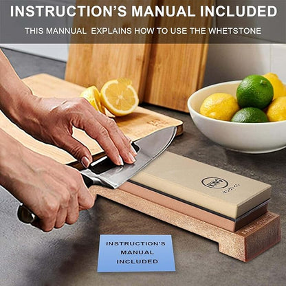 Japanese Knife Sharpener 1000/6000 Grit and Knife Angle Holder Set by B&B japan for Stainless Steel Cutlery and Pointed Carver, Best for Long-Lasting Sharpness, "KING" Trade Mark