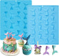 Sakolla 2 Pack Mermaid Tail Molds, Mermaid Molds for Chocolate, Cake Decoration Candy Cupcakes Resin Gummies (Blue)