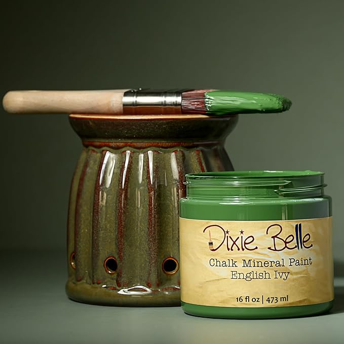 Dixie Belle Paint Company Chalk Finish Furniture Paint - English Ivy (32oz) - Matte Muted Green Chic Chalk Mineral DIY Furniture Paint