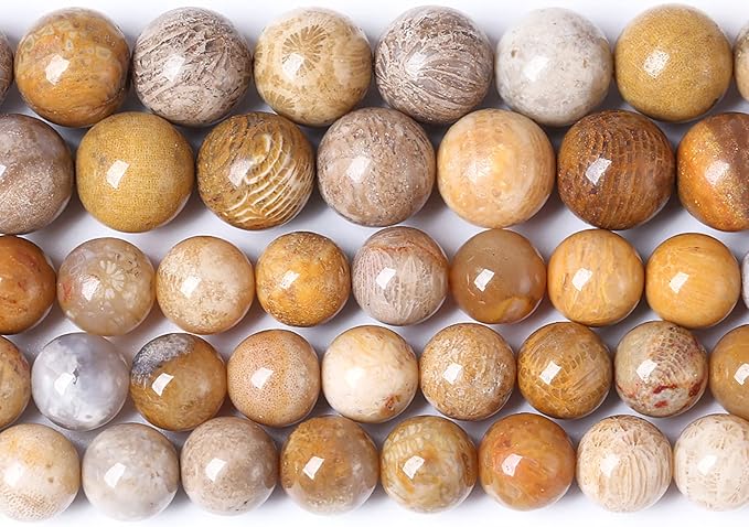 38pcs 10mm Natural Coral Jade Chrysanthemum Stone Beads Round Loose Beads for Jewelry Making,DIY Bracelet Necklace