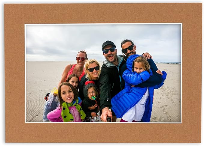 8x10 Mat for 6x8 Photo - Precut Aged Oak Brown Picture Matboard for Frames 8 x 10 Inches - Bevel Cut Matte to Display Art 6 x 8 Inches - Acid Free Pack of 10 MATS with Backing Boards & Clear Bags