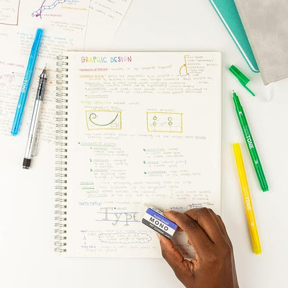 Tombow 57321 MONO Eraser, White, Small, 5-Pack. Cleanly Removes Marks Without Damaging Paper