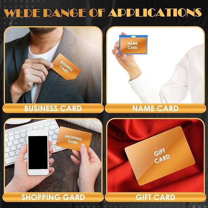 weparmeety 100 Pcs Metal Engraving Blanks Aluminum Sheet Laser Engraving Business Card Multipurpose Engraving DIY Gift Cards 86 x 54 x 0.21 mm (Dark Gold)