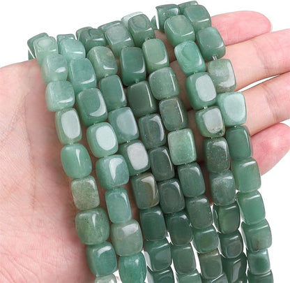 Natural Green Aventurine Cuboid Stone Loose Semi Gemstone Beads for Jewelry Making 8mmx12mm 38cm/Strand