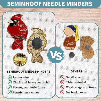 Magnetic Needle Minder Magnet Embroidery Accessories and Supplies Embroidery Needle Holder Cross Stitch Holder Needlework Supplies (Cardinal) (Brid)
